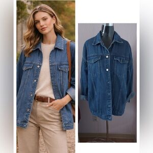 Blue Oversized Denim Jacket Size XL Classic Casual Vintage